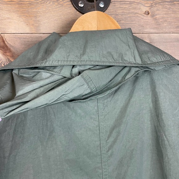 NWT UNIQLO Green Nylon Long Trench Coat - Picture 7 of 10